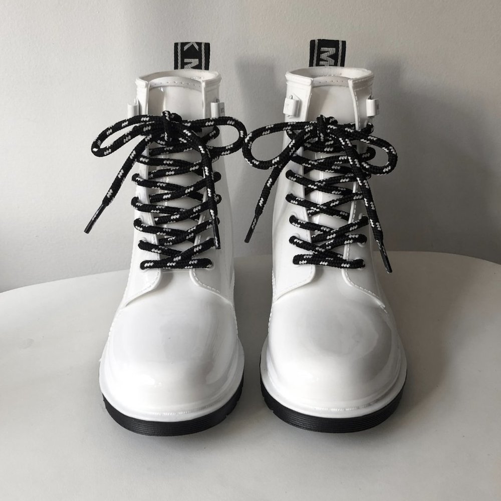 Michael Kors white lace up combat rain boots - Picture 3 of 14